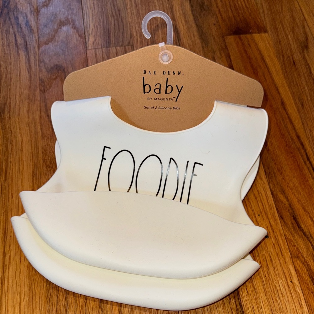 Rae Dunn Baby Silicone Bib Set - White